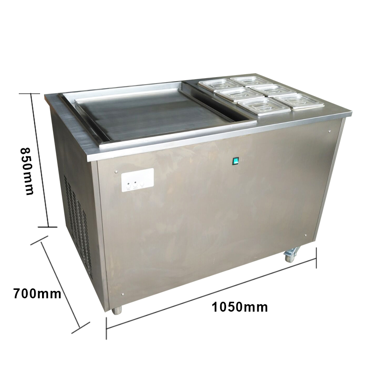 Machine à crème glacée frite WF1120-6F - Casserole carrée simple 500 avec 6 conteneurs de garniture GN